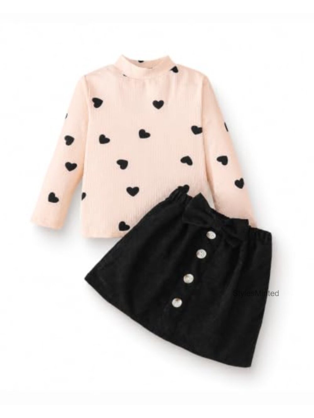 Toddler Girl 2-Piece Long Sleeve Top & Mini Skirt Set Casual Holiday Outfit